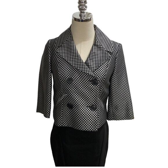 Express Design Studio Double Breasted Cropped Blazer 3/4" sleeve size O metallic - Picture 3 of 10